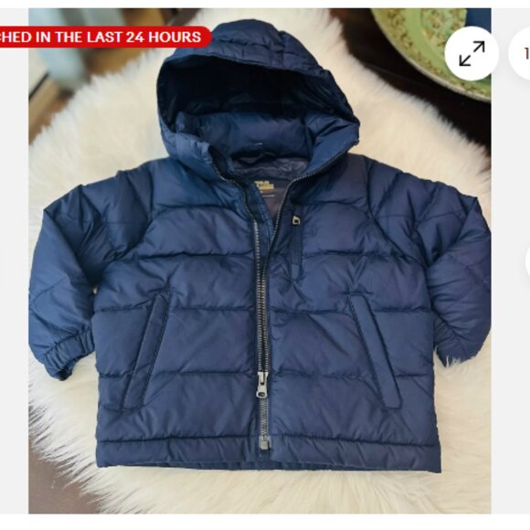 Polo Ralph Lauren Boy Removable Hood Puffer Duck Down Jacket Coat Sz 2T New Navy - Picture 1 of 7